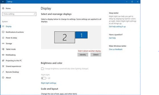 Fix the external display issue using device settings to fix Second Monitor not detected issue