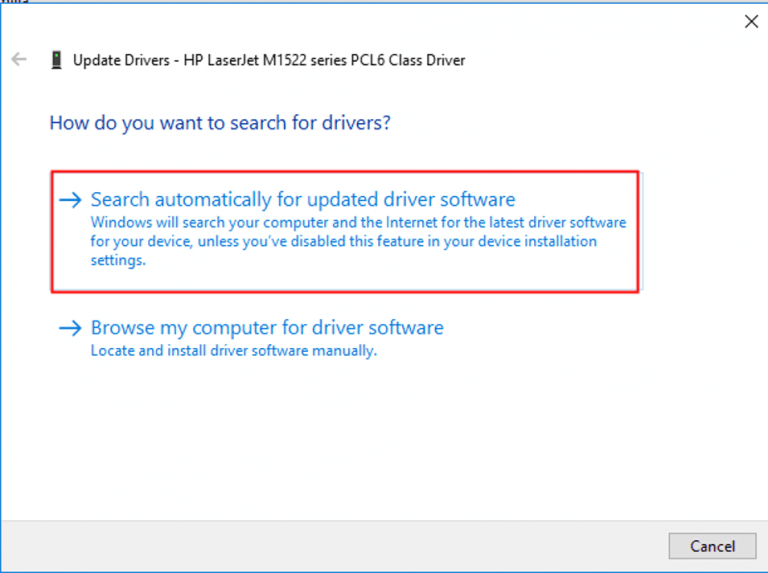 Search driver automatically for the latest driver version