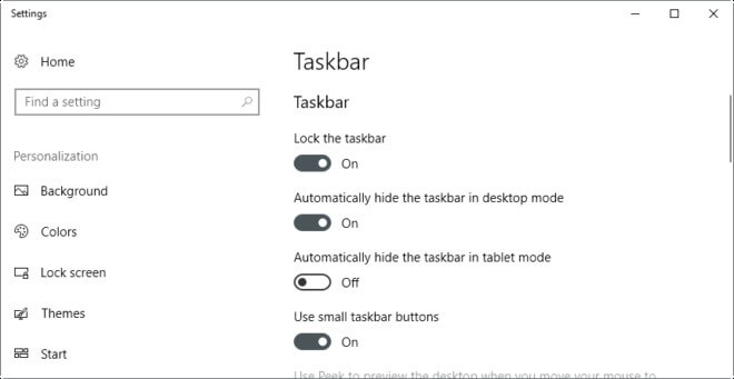 automatically hide taskbar in tablet mode