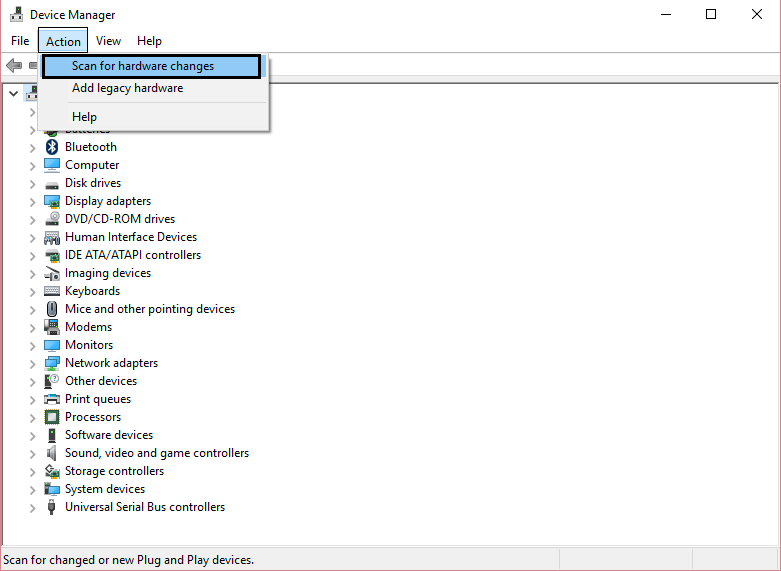 Escanear para detectar cambios de hardware