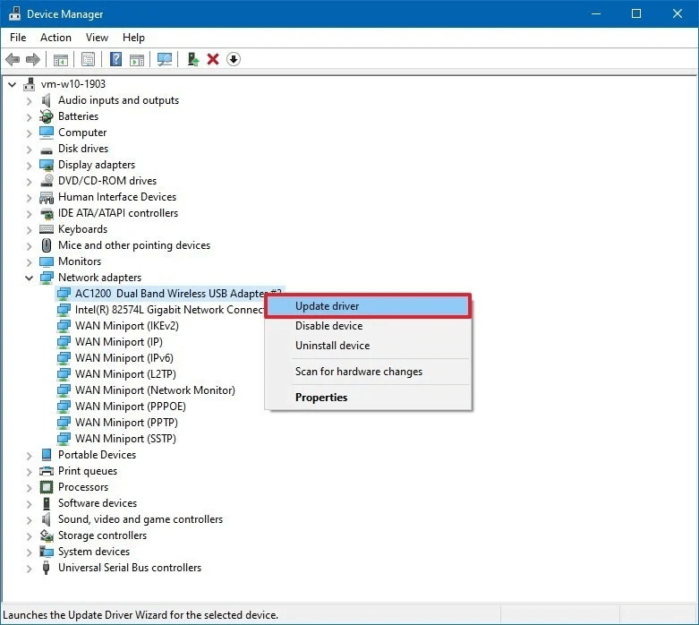 Update faulty drivers with Device manager