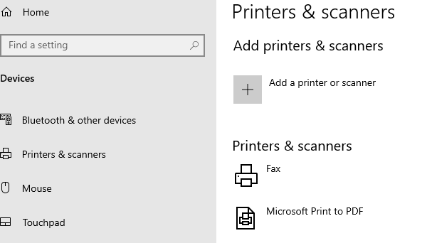 choose the Printers & Scanners option