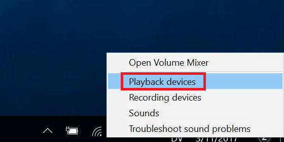 Select the Playback devices option to fix Audio Delay Issue