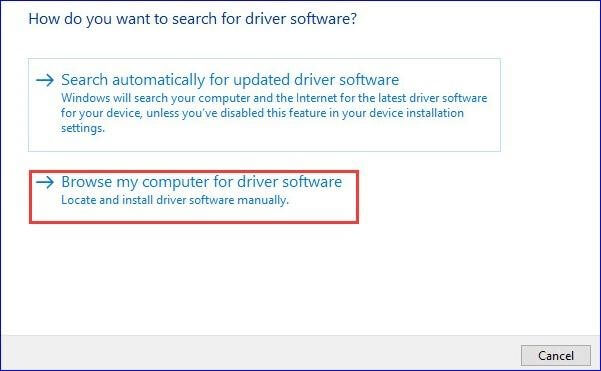 Browse my computer for driver software