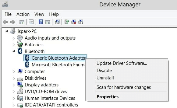 bluetooth not in device manager