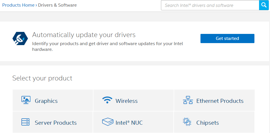 select your driver from the product category
