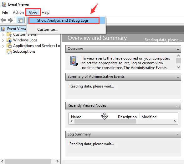 Show Analytic and Debug Logs