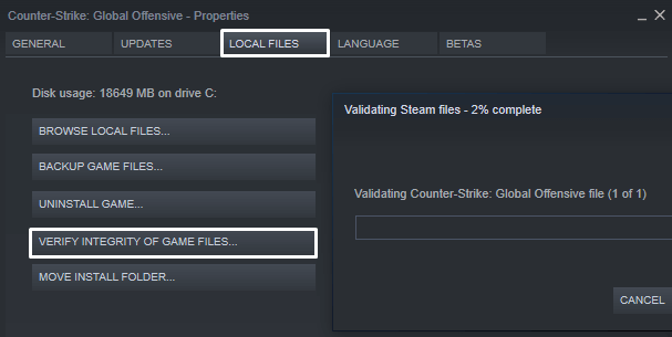 Verify Integrity of Game Files-to fix VAC Was Unable to Verify the Game Session