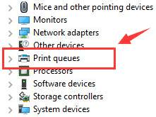 Expand the Print queues section 