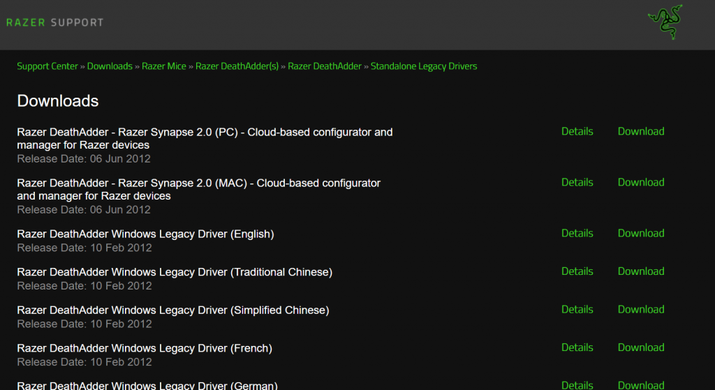 Driver Razer Support