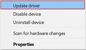 Choose Update Driver option