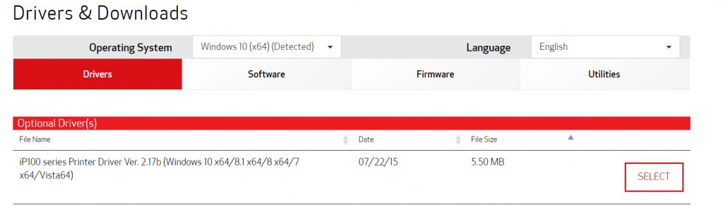 Select Canon iP110 Printer Driver and download