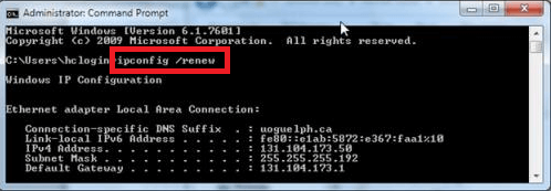 Commands- ipconfig-renew