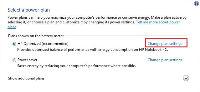 change plan settings