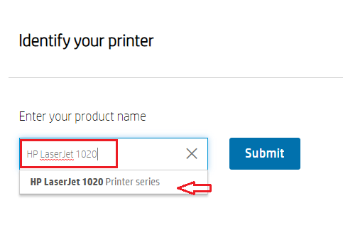 search for HP LaserJet 1020 printer model
