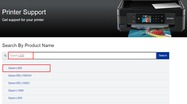 search for Epson L805 product