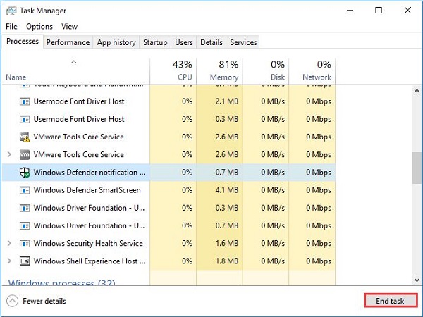 select program and click on end task for close program