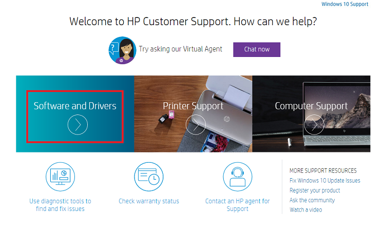 select software and drivers from HP official website