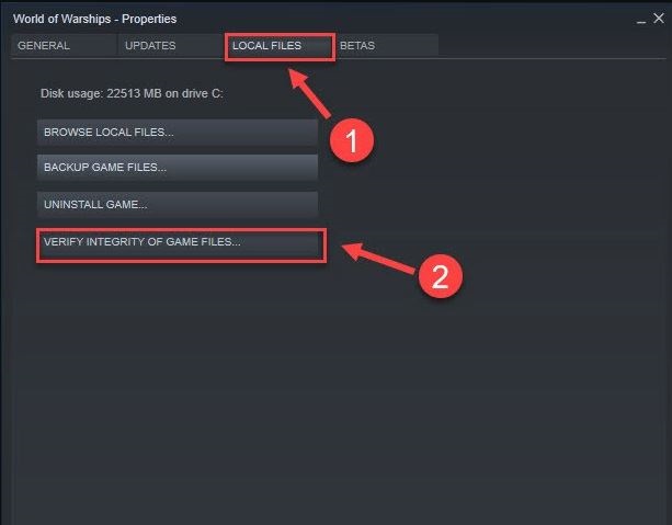 choose Local file option click on Verify Integrity of Games files