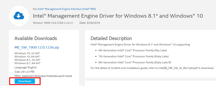 intel management engine interface windows 7 64 bit