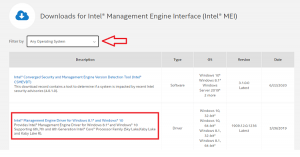 intel management engine driver windows 10 update