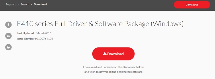 click on download button for E410 series full driver & software package (Windows)