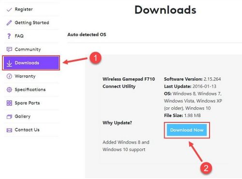 logitech f710 windows 10 driver