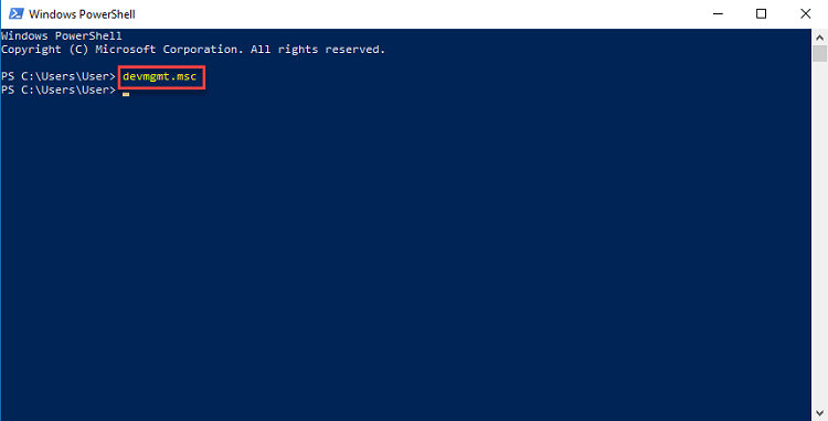 devmgmt.msc in windows powershell