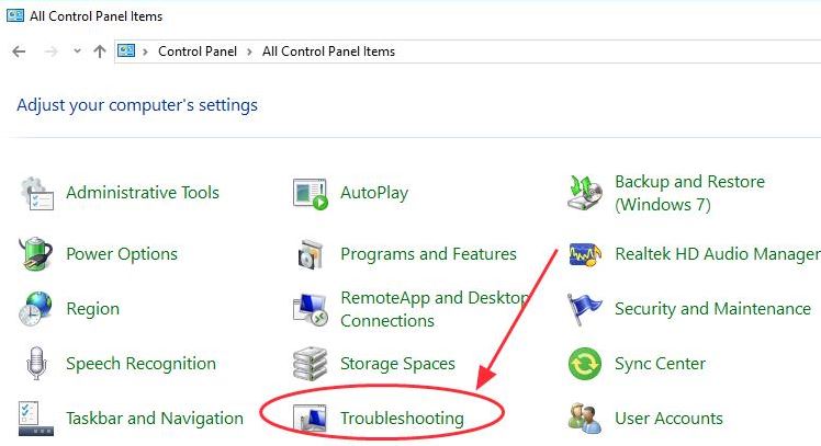 Troubleshooting from Control Panel