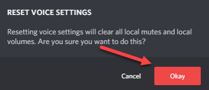 reset voice setting confirmation