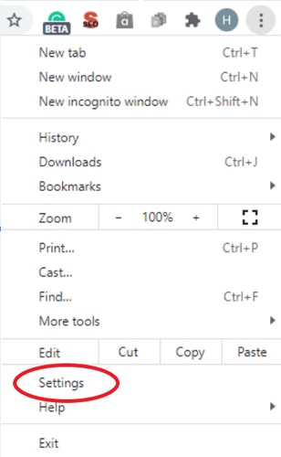 settings in google chrome options