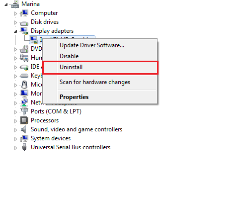 uninstall graphic device driver