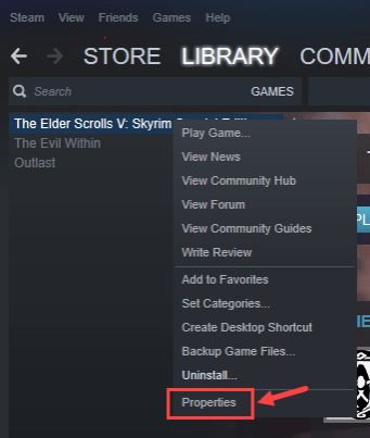 game properties from steam application
