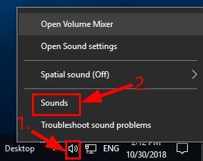 click on sound icon from taskbar