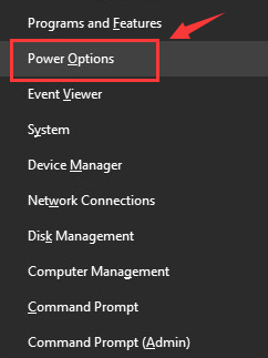 Right Click Start Option and Choose Power Options