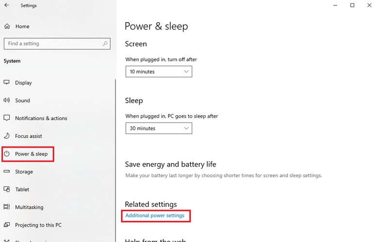 additional power settings