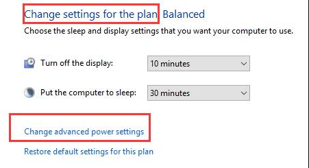 Change Advanced Power Settings