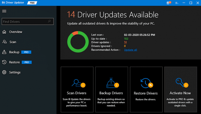Scan drivers option with bit driver updater software