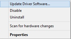 Update Driver option