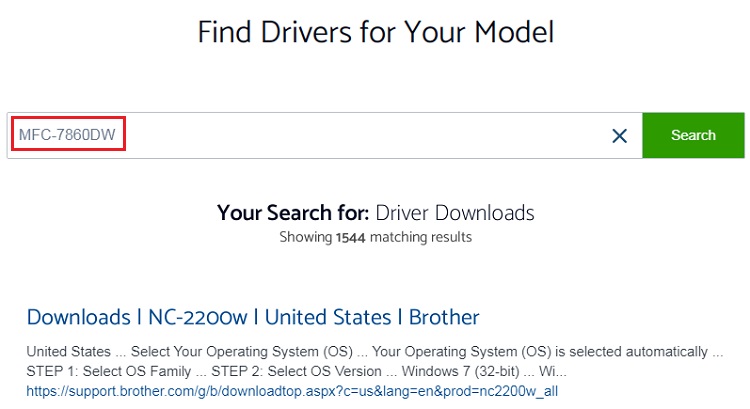 type MFC-7860DW in epson website