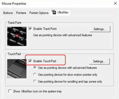 Enable Touchpad Option