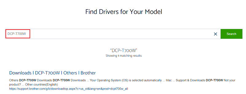type Brother DCP-T700W in search box