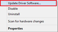 choose the Update Driver option