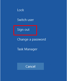 choose Sign-out from the options