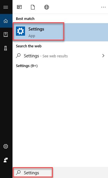 Type Settings in Window Search Bar