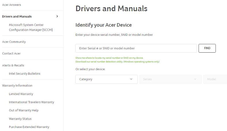 Enter Your Model Number and Search Drivers