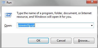 Type Powercfg.cpl in Run Box
