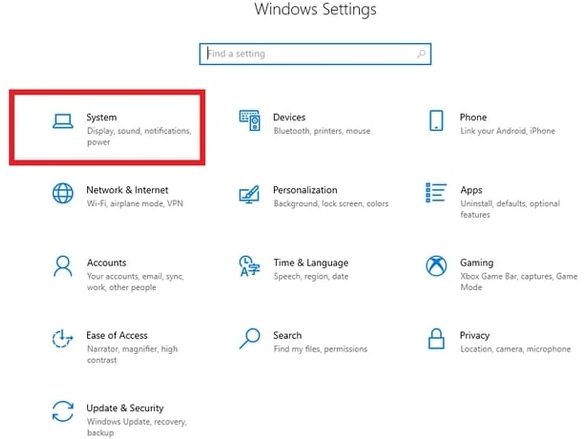 Click on System Window Setting