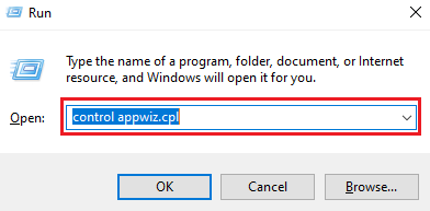 Type control appwiz.cpl in Run Utility