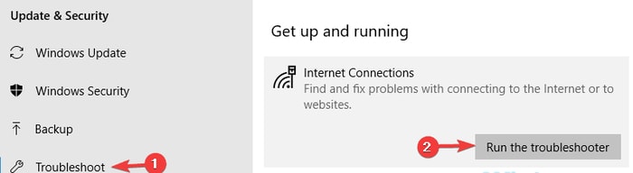 Select Troubleshoot then click on Run the Troubleshooter